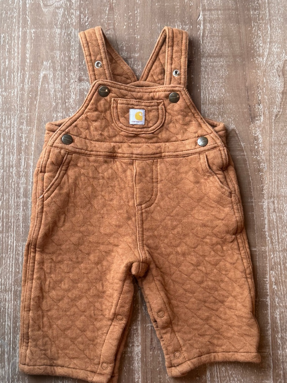 Carhartt Baby Quilted Overalls 9M in Signature Brown